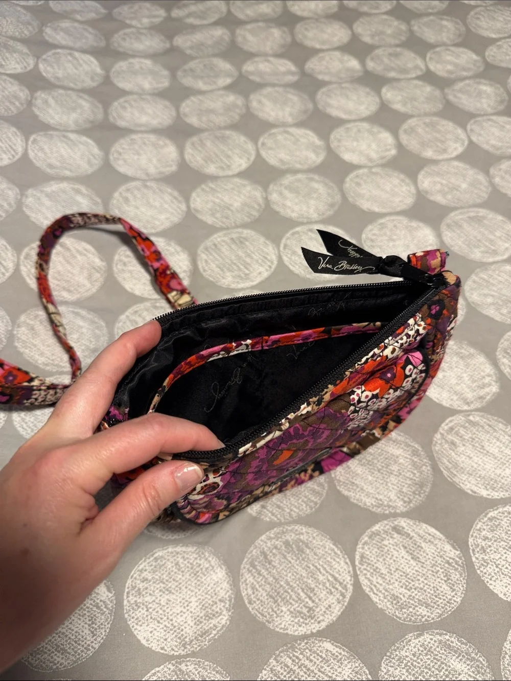 Vera Bradley Quilted Floral Crossbody Bag in Purple and Pink